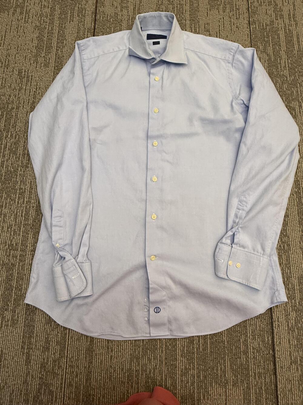 David Donahue Shirt Mens 16 34-35 Light Blue Trim Fit Dress Button Down